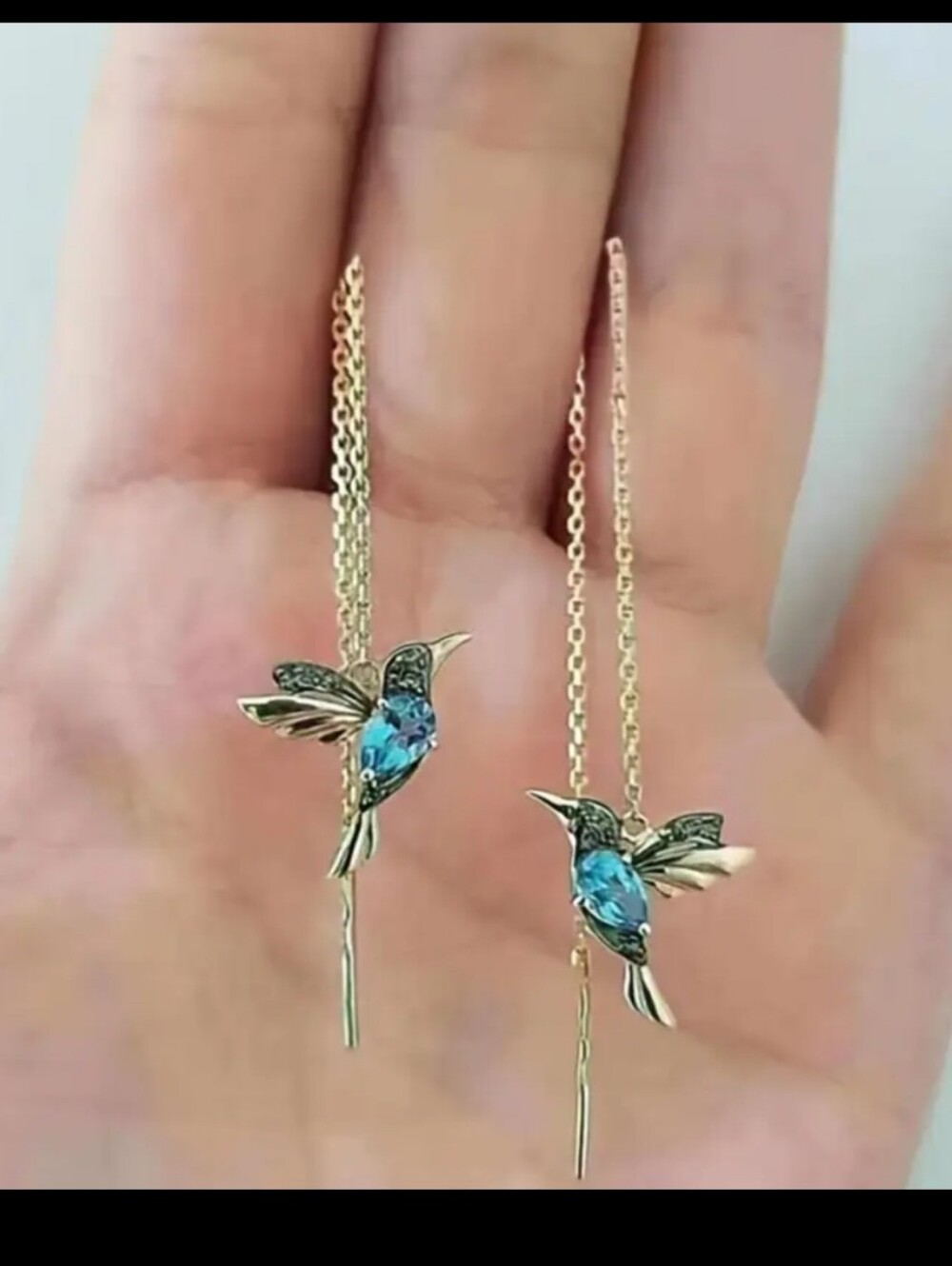 Bohemian Style Blue Hummingbird Earrings